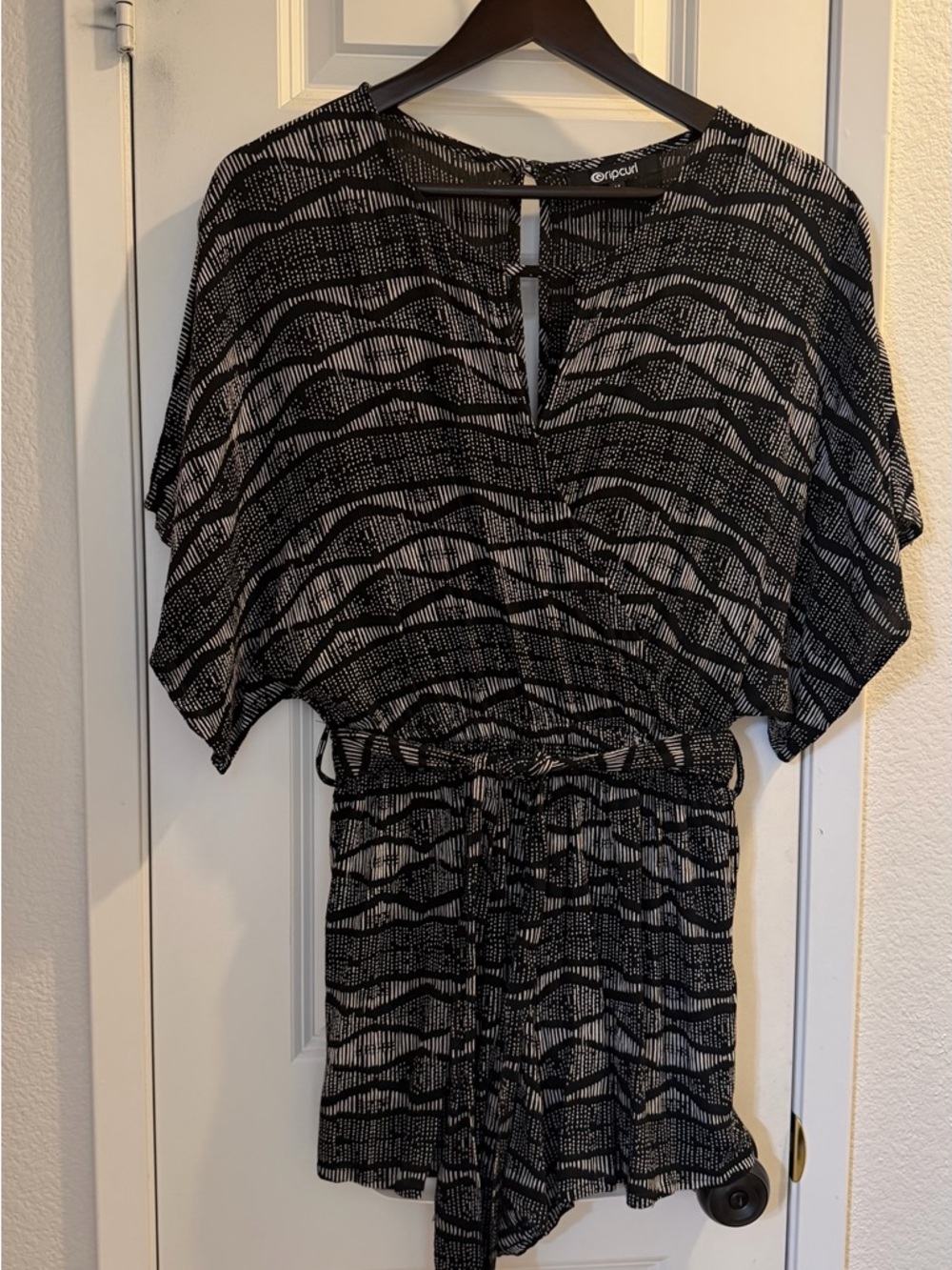 Rip Curl Black & White Patterned Romper